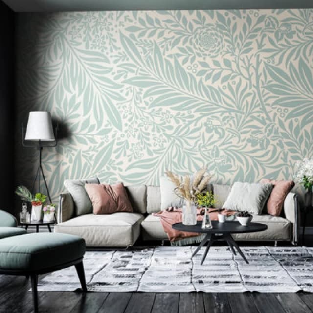 Origin Murals Trailing Ferns - Duck Egg Matt Smooth Paste The Wall Mural 350Cm Wide X 280Cm High