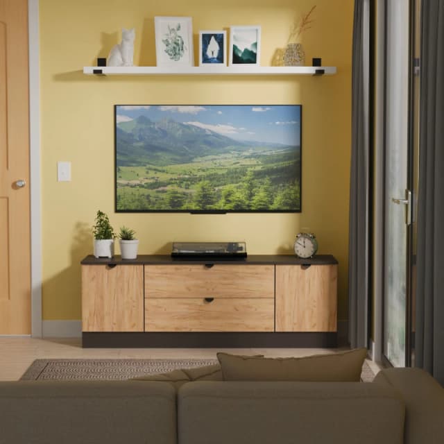 Welcome Furniture Ltd Bora 2 Door 2 Drawer Wide TV Unit in Gold Craft Oak & Graphite - Ready Assembled, Grey BOP211GCGB