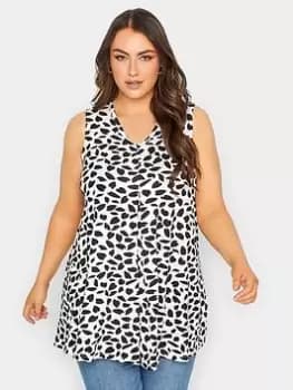 Yours Pleat Swing Vest Heart Markings White/Black, Size 16, Women