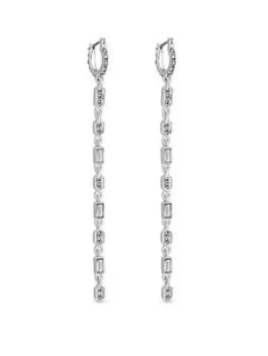 Lipsy Lipsy Silver Baguette Detail Fine Hoop Drop Earring