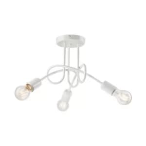 Camilla Multi Arm Semi Flush Ceiling Light White, 3x E27