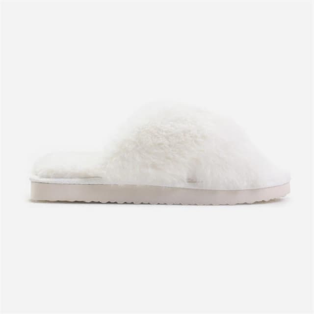 Where's That From 'Cuddle' Cross Over Fluffy Slippers White