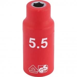 Draper 1/4" Drive VDE Fully Insulated Hexagon Socket Metric 1/4" 5.5mm