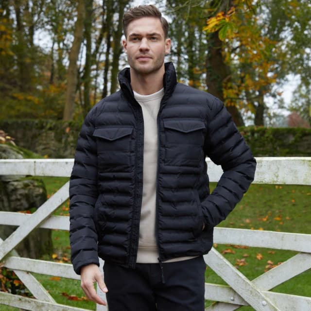 Threadbare Funnel Neck Lightweight Puffer Jacket Black