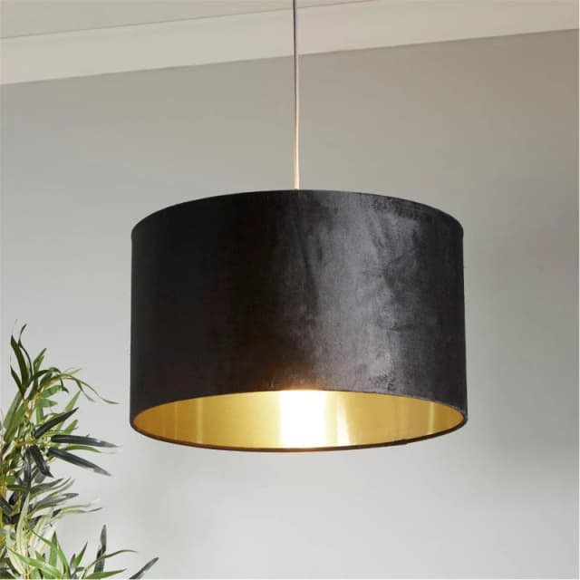 Lighting Collection Velvet Drum Shade Black unisex 45cm