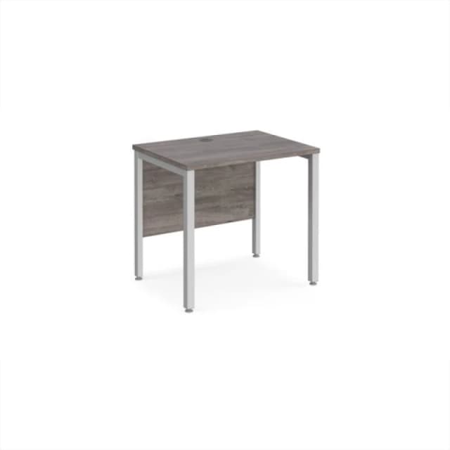 Maestro 25 Straight Office Desk Silver Leg Frame and Grey Oak Table Top - 800x600mm