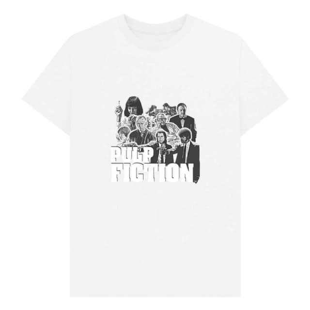 Pulp Fiction Mens Cast T-Shirt in White Size: Small White Male S