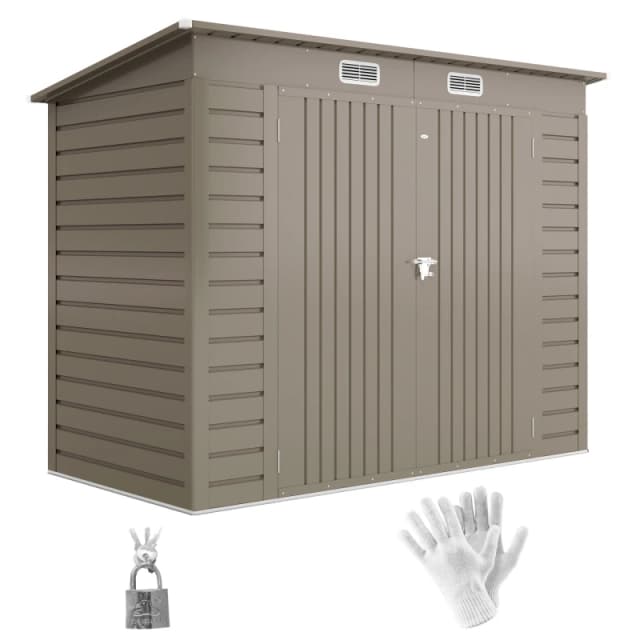 Outsunny 8 x 4FT Metal Garden Storage Shed with Double Doors - Light Grey TJ Hughes 5061025110100