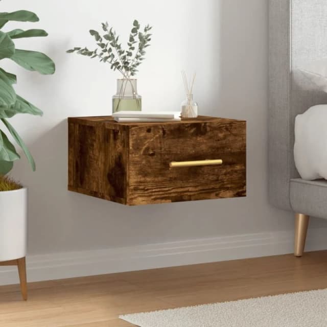 VIDAXL Wall-mounted Bedside Cabinet Smoked Oak 35x35x20cm Vidaxl 8720845946395
