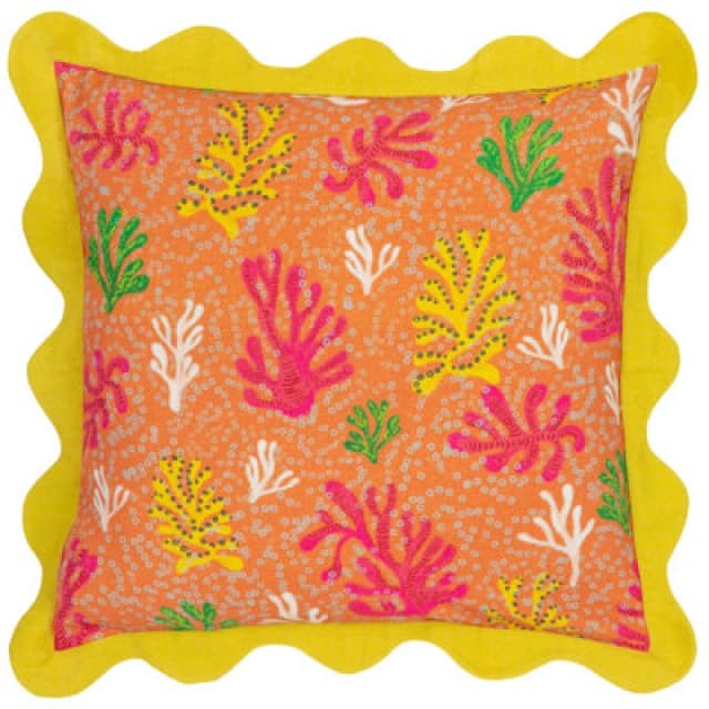 Furn furn. Coral Scalloped Polyester Filled Cushion in Yellow Size: 50cm x 50cm Yellow 50cm x 50cm Unisex 5025532802873