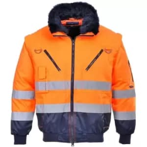 Portwest PJ50ONRXXXL - sz 3XL Hi-Vis 3-in-1 Pilot Jacket - Orange/Navy - Orange/Navy