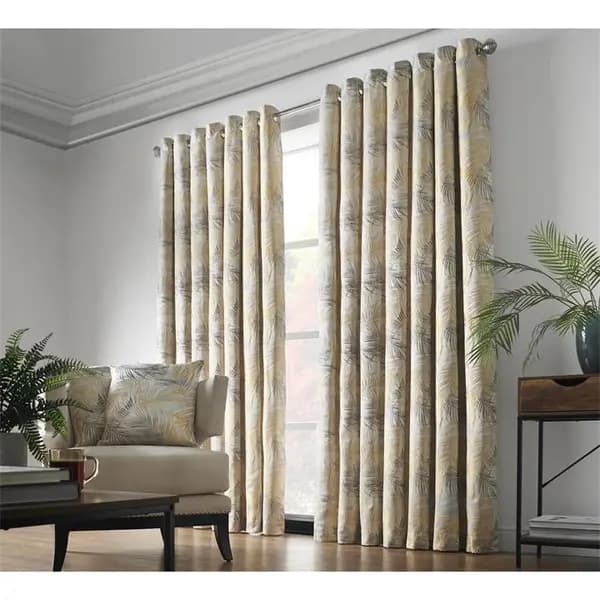 Other Fiji Multi Yarn Fully Lined Ring Top Curtains - Yellow One Size