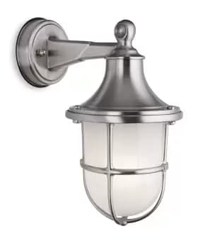 Nautic Outdoor Brass Wall Lantern Nickel Finish IP64, E27