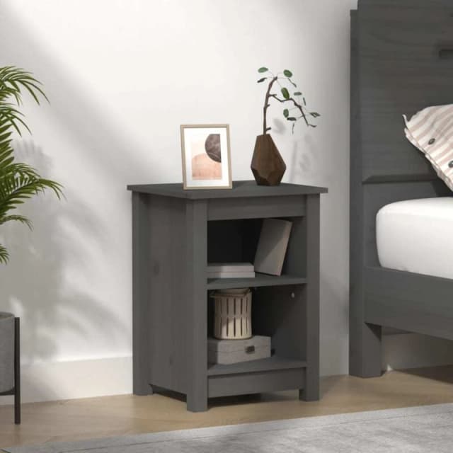 Vidaxl Bedside Cabinet Grey 40X35X55cm Solid Wood Pine, Grey 820960