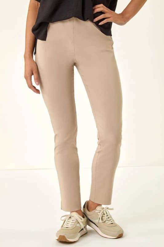 Roman Womens Petite Bengaline Stretch Trouser in Stone Size: 18 Stone Female 18