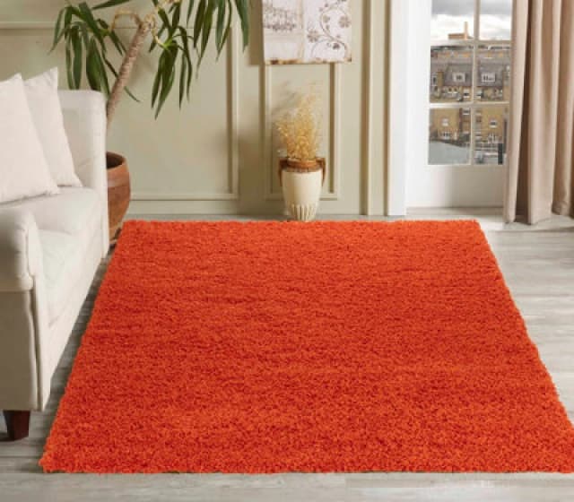 Desire Rugs Plain Living Room Shaggy Area Rugs Orange 120X170 Cm