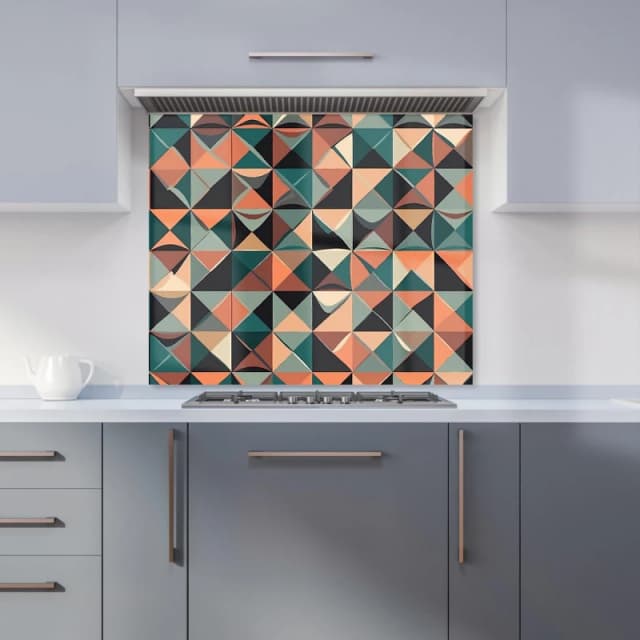 Warren Reed - Designer Geometric Print Pattern Kitchen Splashback in Green Size: 600mm x 750mm Green Unisex 600mm x 750mm
