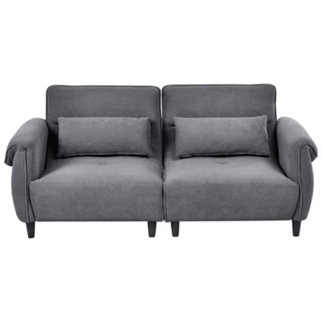 Beliani Sofa 3 Seater Wetlan Fabric Dark Grey