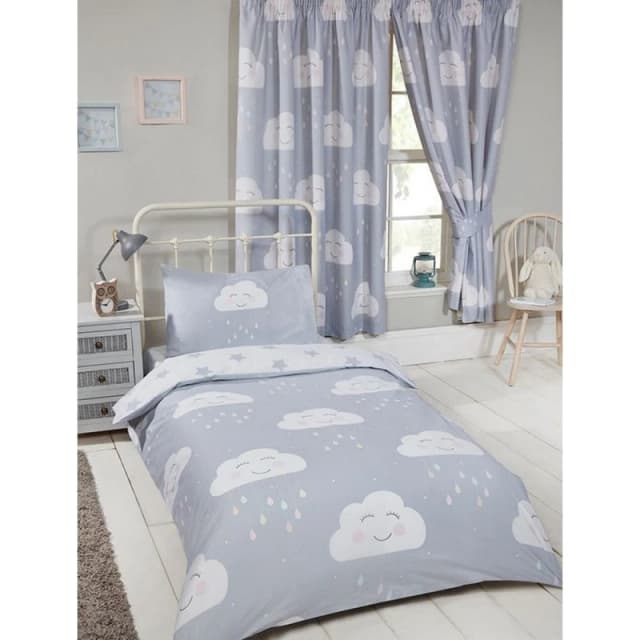 Bedding & Beyond Happy Clouds Duvet Cover Set in Grey Size: Single Grey Unisex Single