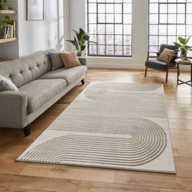Apollo Swirl Washable Rug Gold