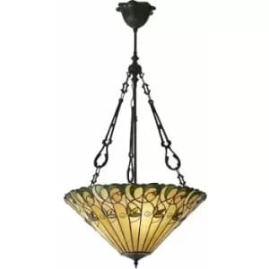 Tiffany Glass Hanging Ceiling Pendant Light Bronze Round Amber Lamp Shade i00129