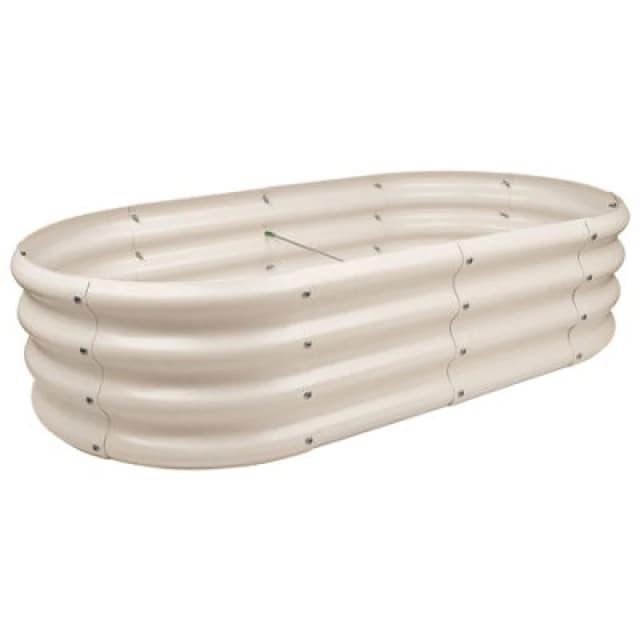 Harbour Housewares Rounded Galvanised Steel Outdoor Raised Garden Bed Planter Medium - 120Cm X 60Cm - Ivory