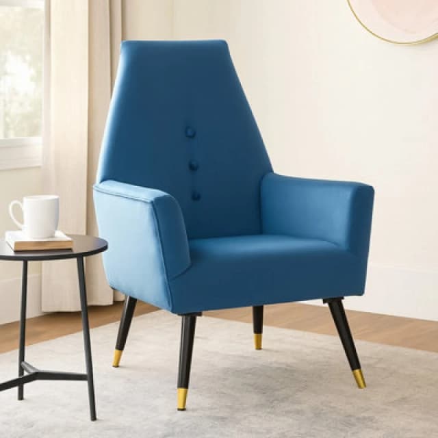 Orsina Midnight Velvet Button Chair, Highback Velvet Buttoned Chair, Long-Lasting Velvet Dining Armchair
