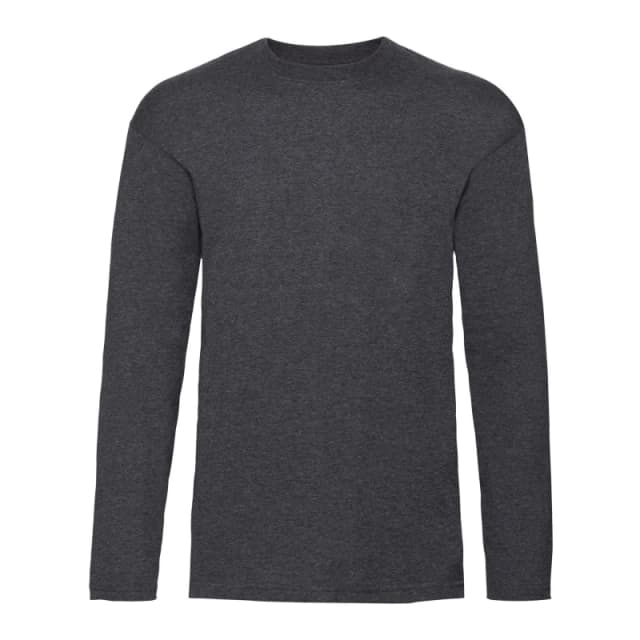 Fruit Of The Loom Fruit of the Loom Men Valueweight Heather Long-Sleeved T-Shirt in Dark Grey Size: Small Dark Grey S Male 5063527928580