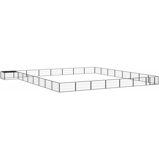 VIDAXL 32-Panel Dog Playpen Black 100x50cm Powder-coated Steel Vidaxl 8720287159155