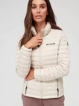 Superdry Code Tech Core Down Coat - Grey, Size 10, Women