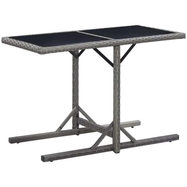 VIDAXL Garden Table Anthracite 110x53x72cm Glass and Poly Rattan vidaXL 8719883755410