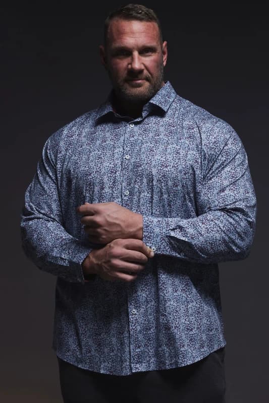 BadRhino BadRhino Men Floral Print Formal Shirt in Blue Blue One Size Male 5063111859191