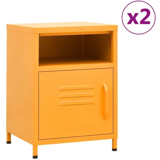 VIDAXL Nightstands 2 pcs Mustard Yellow 35x35x51cm Steel Vidaxl 8720286847589