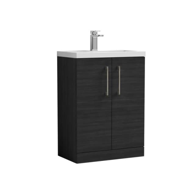Balterley Bathroom Vanity Basin Unit, Brushed Pewter Handles, 600mm, Wood Black Unisex