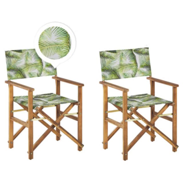 BELIANI Set of 2 Garden Chairs CINE Acacia Wood Light Green 312188