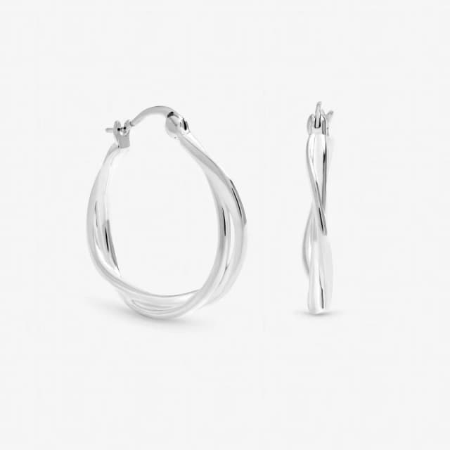 Inicio Sterling Silver Plated Polished Twist Hoops Silver female One Size