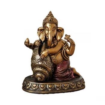 Faith & Hope Bronze Effect Figurine - Ganesh with A Shell