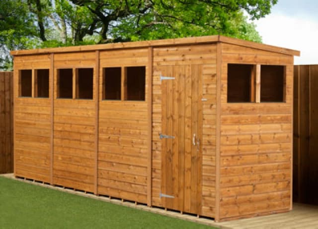 Empire Sheds Empire Modular Pent 16X4 With Windows Dipped Treated Tongue And Groove Wooden Garden Shed (16' X 4' / 16ft X 4ft) (16X4)