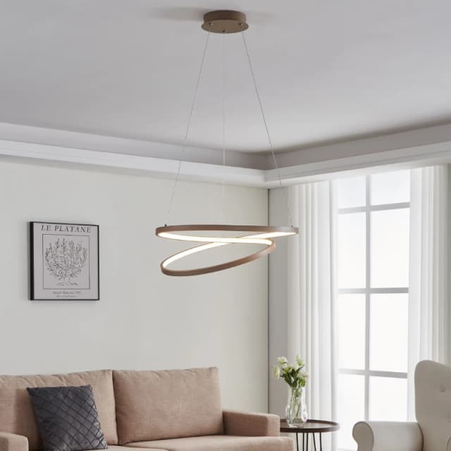 EGLO Eglo RUOTALE Round LED Pendant Light (D) 50cm in Light Sand Light Sand One Size Unisex 9008606303533