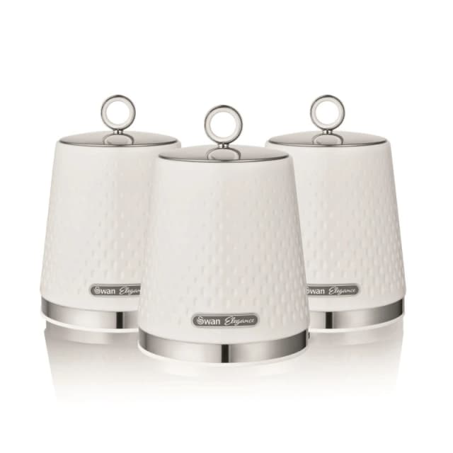 Swan Elegance Set of 3 Canisters White unisex Medium