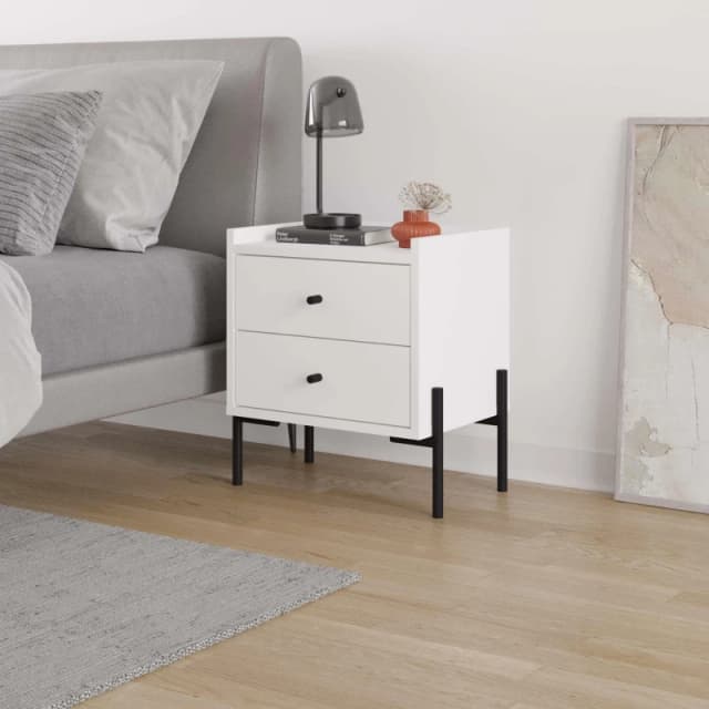 Decortie Malta' Modern Nightstand with 2 Drawers 48.6cm in White Size: 1 Pack White Unisex 1 Pack