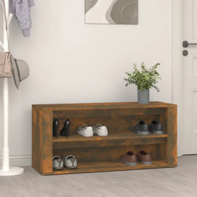 Vidaxl Shoe Rack Smoked Oak 100X35X45cm Engineered Wood