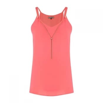 Biba Neck Detail Cami Vest - Neon Pink