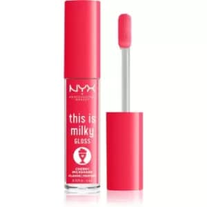 NYX Professional Makeup This is Milky Gloss Milkshakes Hydrating Lip Gloss with Fragrance Shade 13 Cherry Milkshake 4 ml