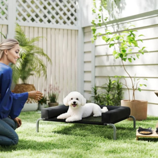 PawHut Elevated Dog Bed, Raised Dog Bed with Removable Bolsters, Black D04-297V00BK