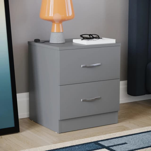 Lassic Vida Designs Riano 2 Drawer Bedside Chest Grey unisex 2 Drawer