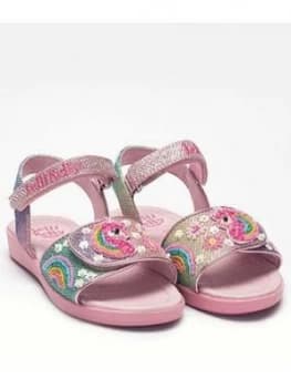 Lelli Kelly Girls Unicorn Rainbow Glitter Sandal - Pink Multi