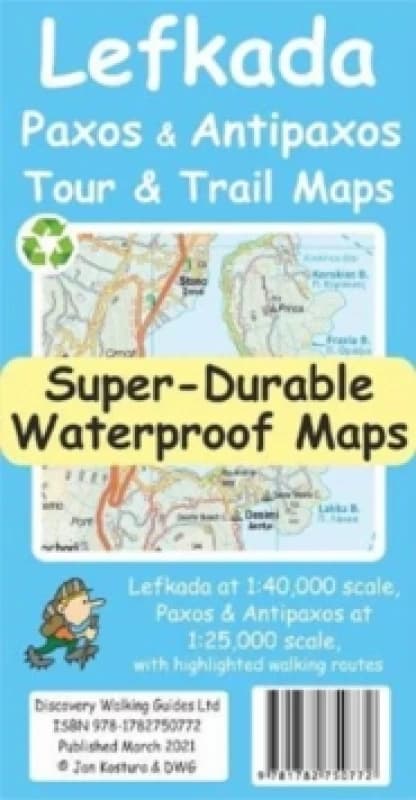 Lefkada, Paxos and Antipaxos Tour and Trail Maps Sheet map, folded