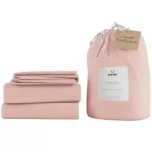 Panda Bamboo & French Linen Complete Bedding Set Himalayan Pink - King