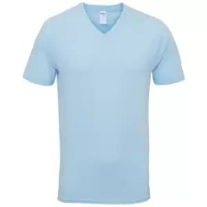 Gildan Mens Premium Cotton V Neck Short Sleeve T-Shirt (L) (Light Blue)